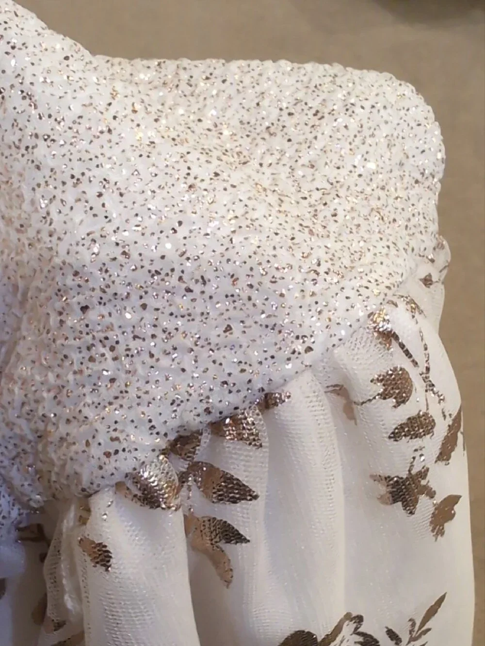 The Children's Place Cream Dress with Gold Floral Accents
